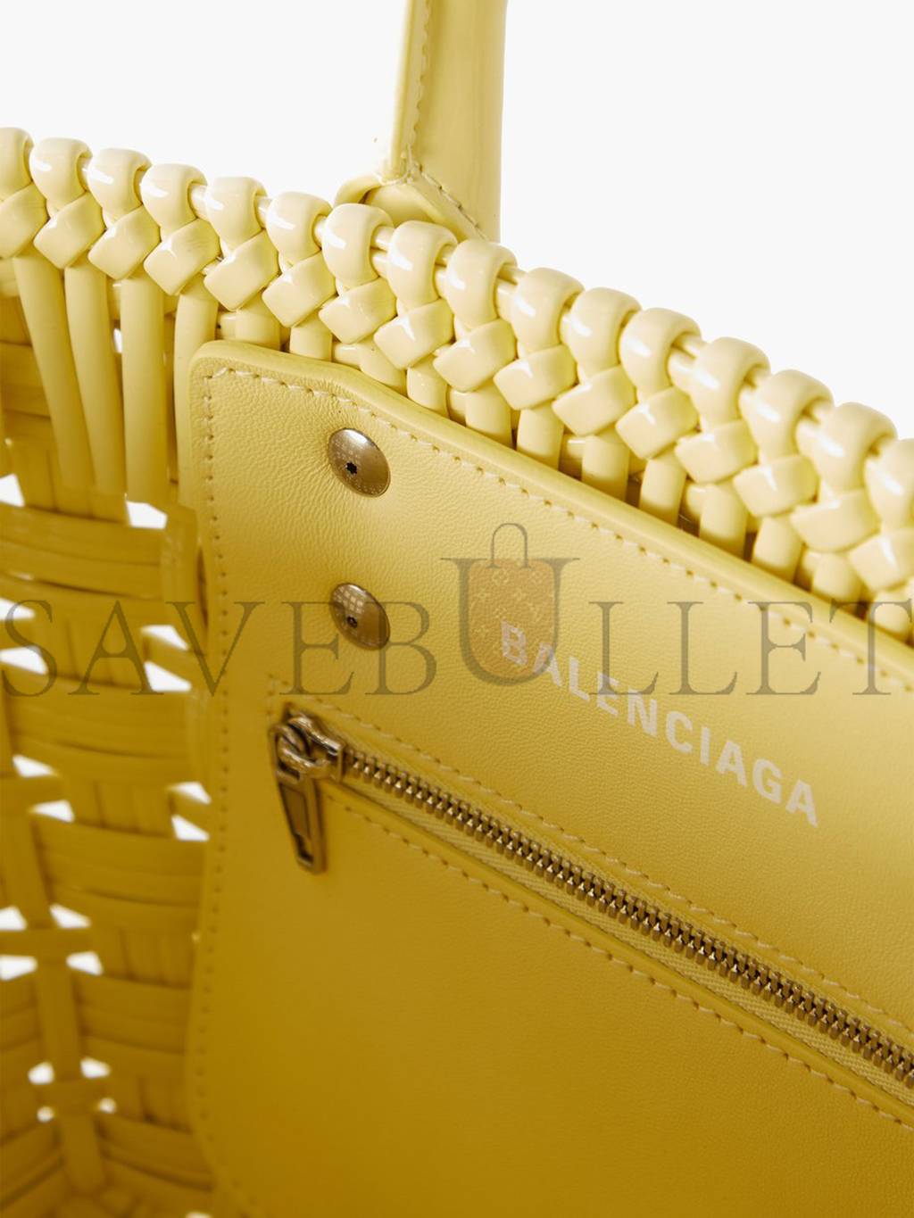 Ba*len*cia*ga yellow bistro xs woven faux-leather basket bag matchesfashion us (22*20*12.5cm)