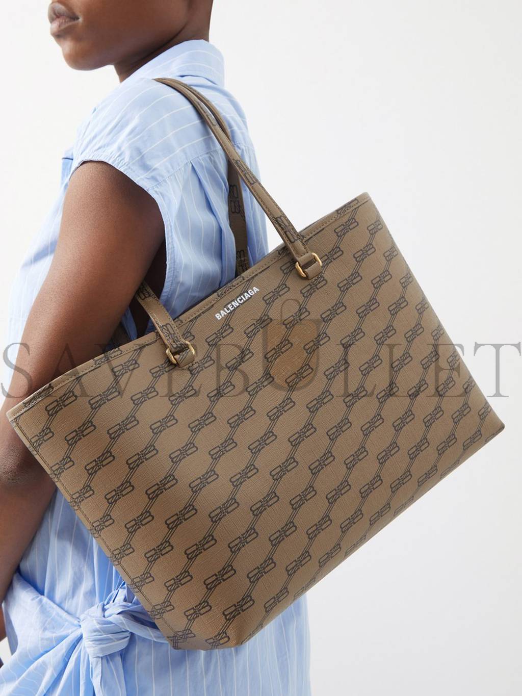 Ba*len*cia*ga beige signature bb-print coated-canvas tote bag matchesfashion us (40*26*14cm)