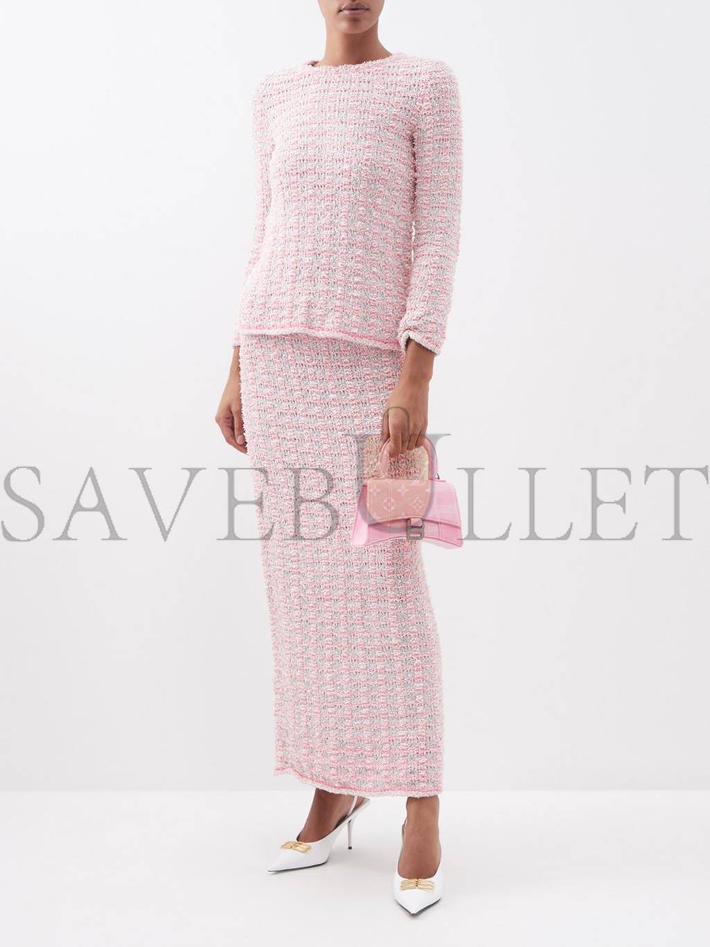 Ba*len*cia*ga pink hourglass xs logo-print denim cross-body bag matchesfashion us (19*12.1*8.1cm)