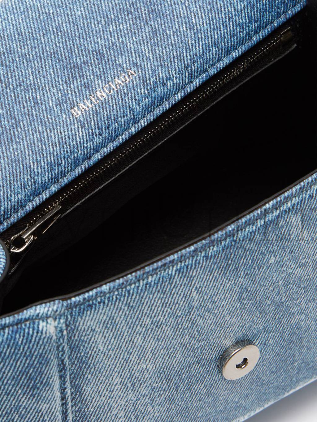 Ba*len*cia*ga blue hourglass denim-print leather bag matchesfashion us (26.1*14*10.6cm)