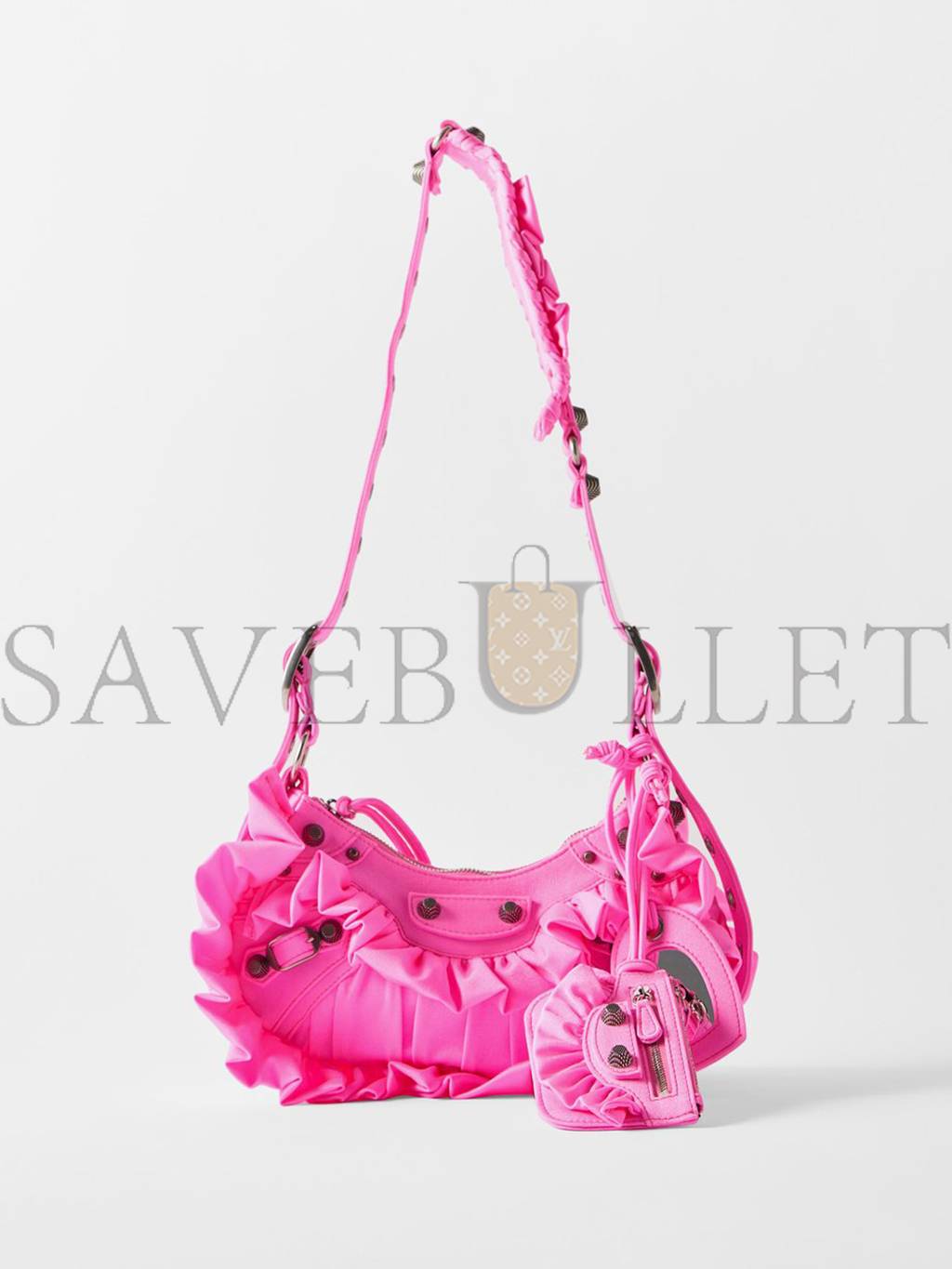 Ba*len*cia*ga pink le cagole xs ruffled spandex shoulder bag matchesfashion us (25*15.2*6cm)