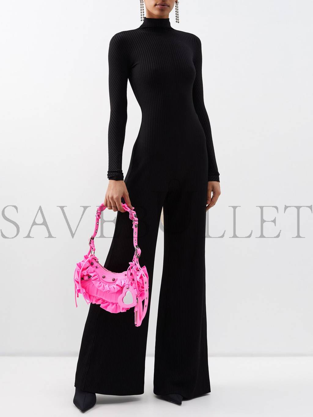 Ba*len*cia*ga pink le cagole xs ruffled spandex shoulder bag matchesfashion us (25*15.2*6cm)