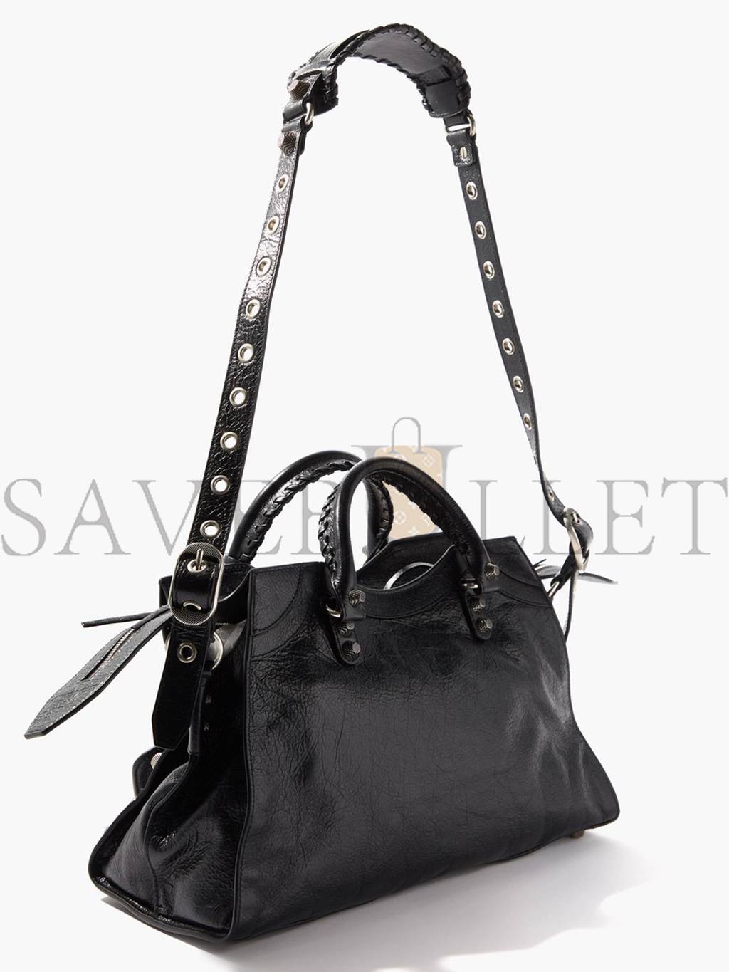 Ba*len*cia*ga black neo cagole city grained-leather shoulder bag matchesfashion us (38*23*16cm)