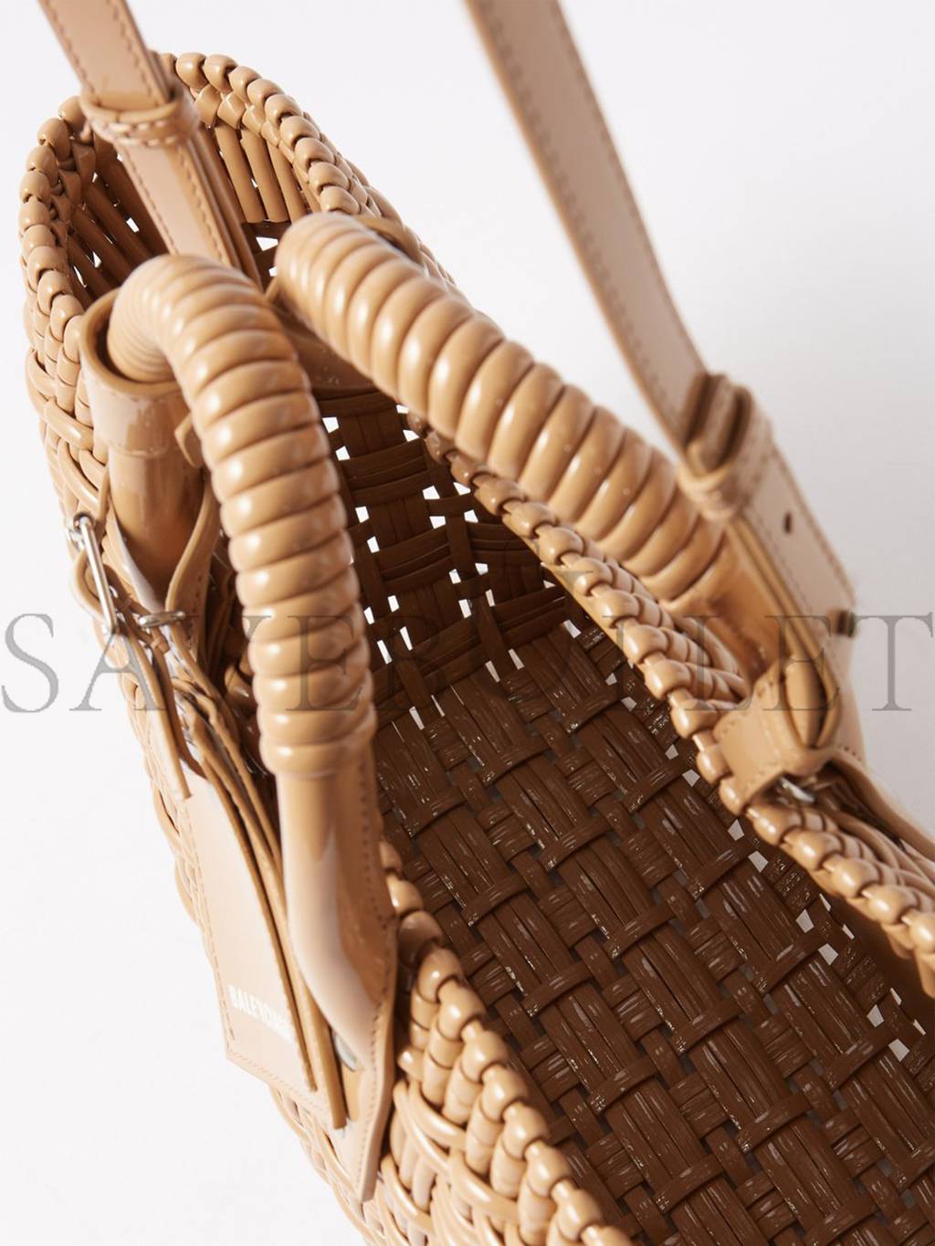 Ba*len*cia*ga beige bistro xs woven faux-leather basket bag matchesfashion us (35.5*21*11cm)