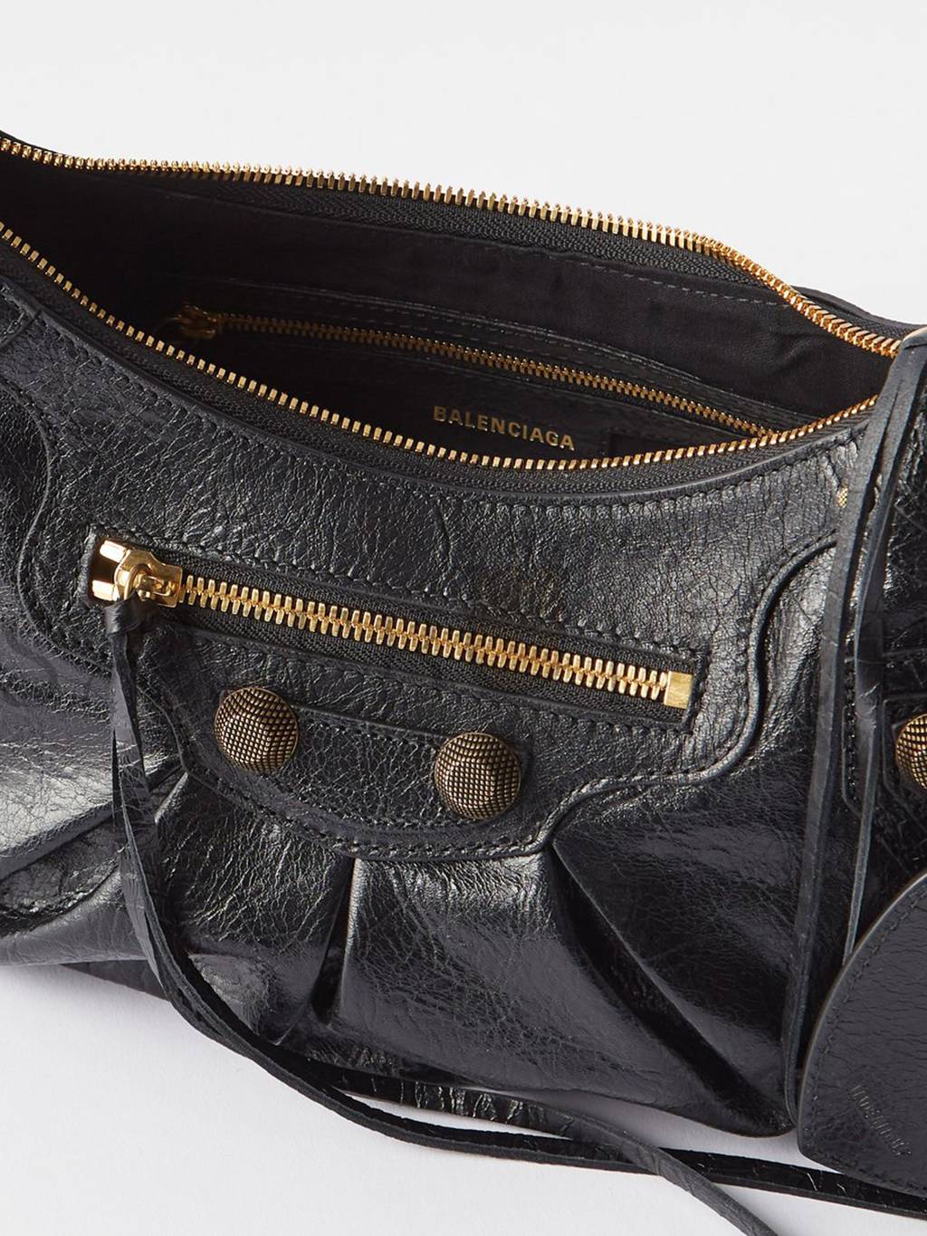 Ba*len*cia*ga black le cagole s crackled-leather shoulder bag matchesfashion us (34.2*19*8.3cm)