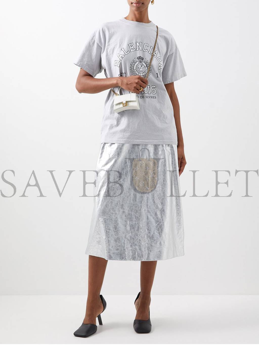 Ba*len*cia*ga white hourglass mini crocodile-effect cross-body bag matchesfashion us (12*8*4.6cm)