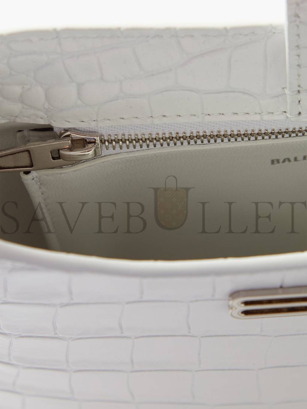 Ba*len*cia*ga white xx bb-logo crocodile-effect leather shoulder bag matchesfashion us (22.8*16.5*4cm)