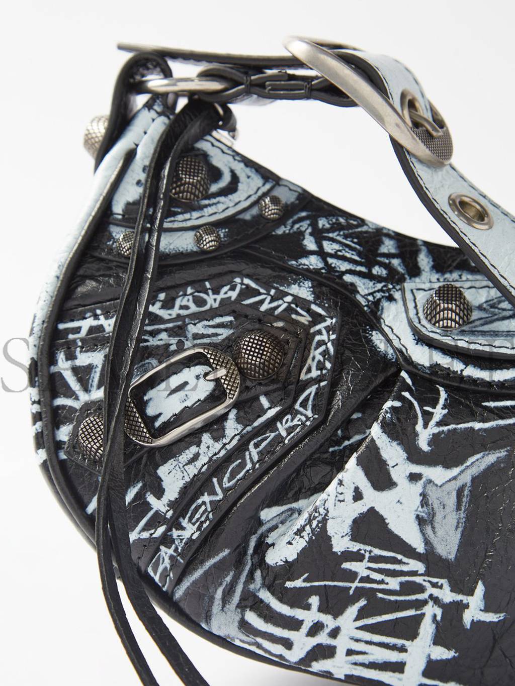 Ba*len*cia*ga black cagole xs graffiti-print leather shoulder bag matchesfashion us (25*12.1*7.1cm)