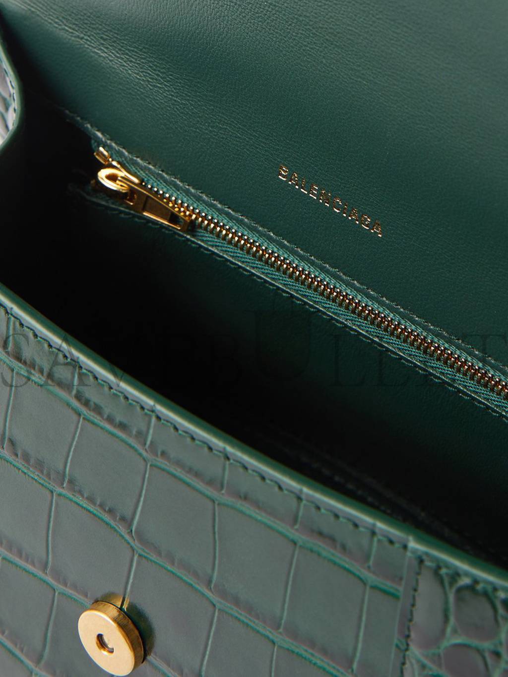 Ba*len*cia*ga green hourglass s crocodile-effect leather bag matchesfashion us (22.5*15*10cm)