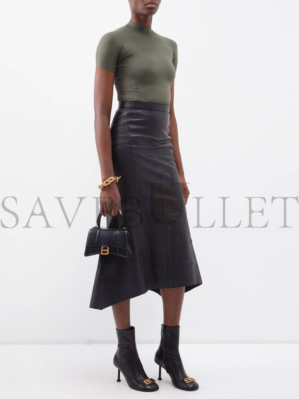 Ba*len*cia*ga black hourglass xs leather bag matchesfashion us (19*12*6.6cm)