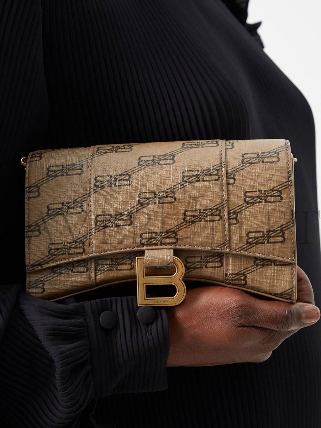 Ba*len*cia*ga beige hourglass logo-print canvas cross-body bag matchesfashion us (19.5*12*4cm)