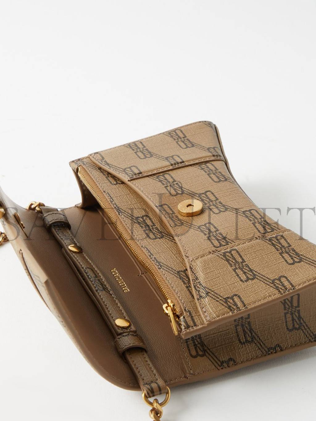 Ba*len*cia*ga beige hourglass logo-print canvas cross-body bag matchesfashion us (19.5*12*4cm)