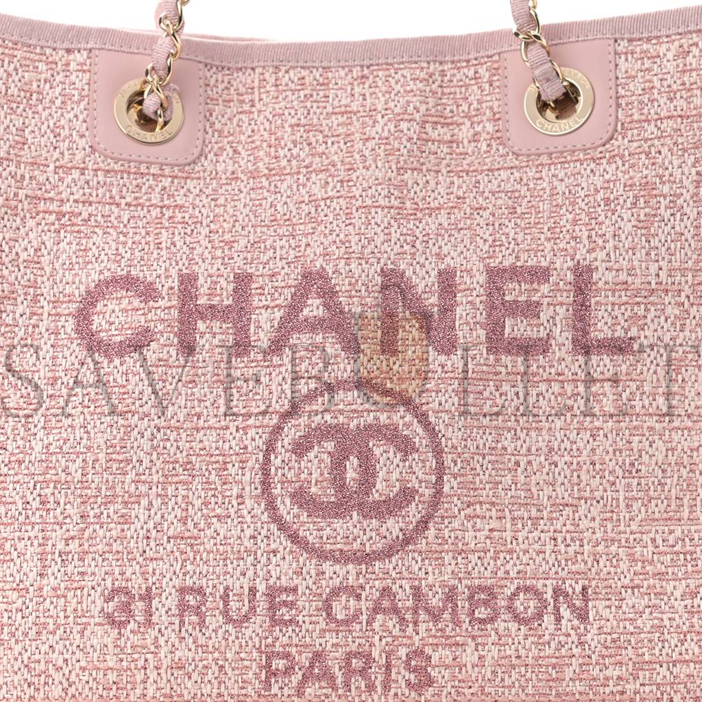 Ch*el lurex boucle small deauville tote pink (34*26*13cm)