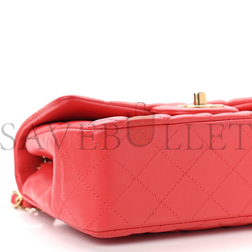 Ch*el lambskin quilted mini rectangular flap red (20*12*6cm)