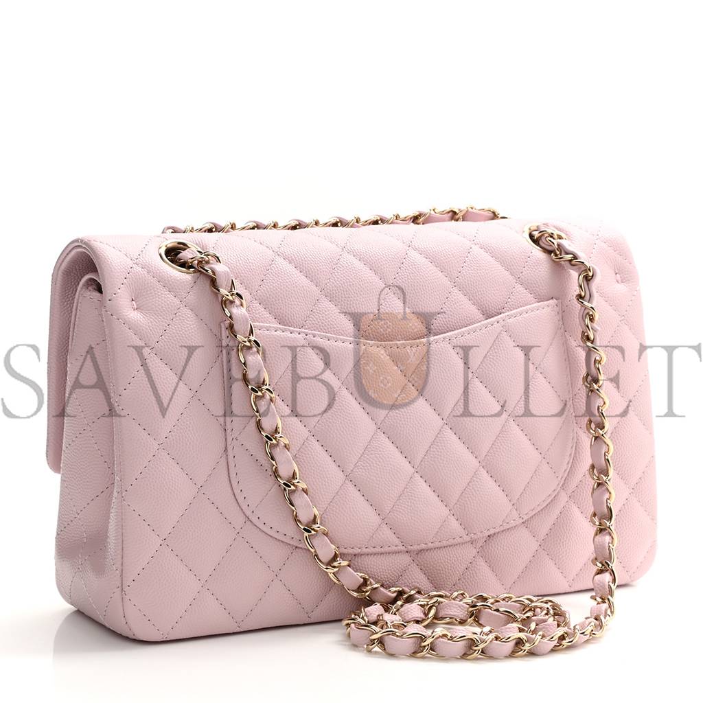 Ch*el caviar quilted medium double flap light pink rose gold hardware (25*15*6cm)