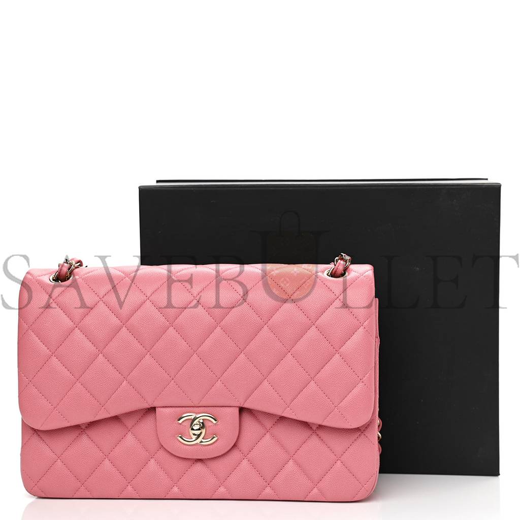 Ch*el caviar quilted jumbo double flap dark pink rose gold hardware (30*19*9cm)
