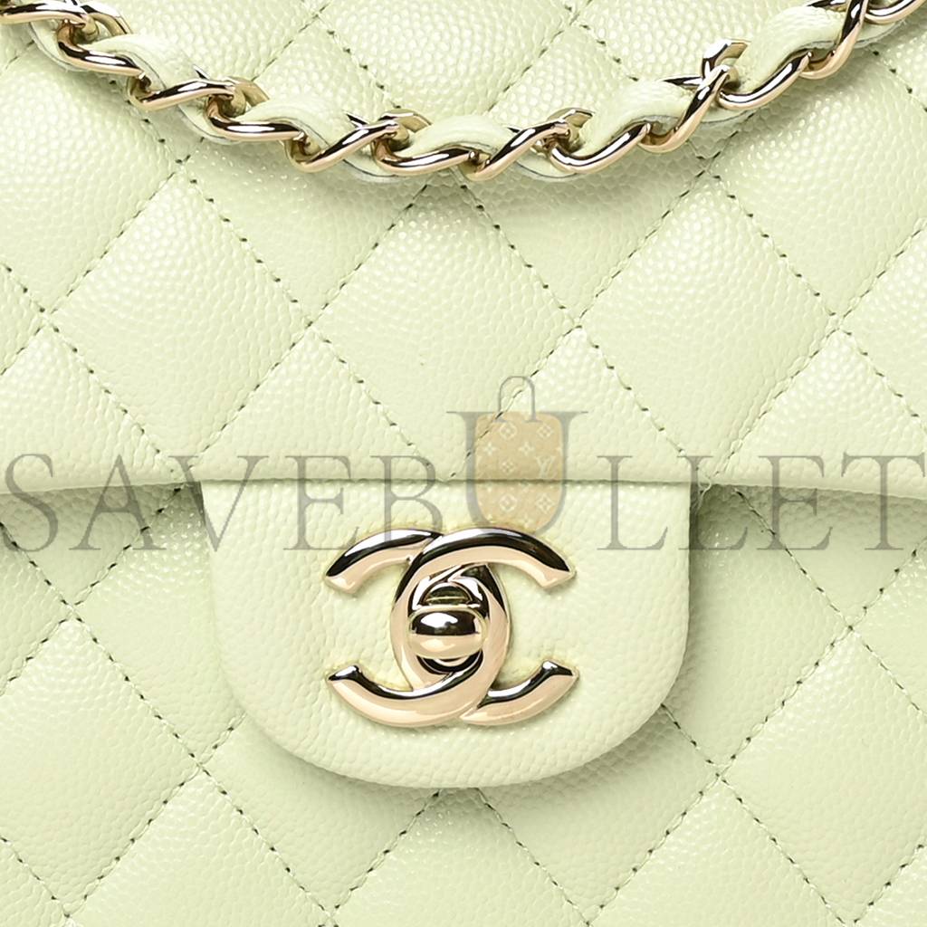 Ch*el caviar quilted small double flap light green rose gold hardware (23*14*6cm)