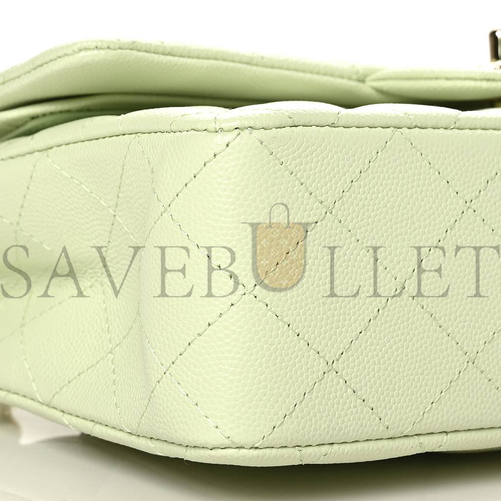 Ch*el caviar quilted small double flap light green rose gold hardware (23*14*6cm)