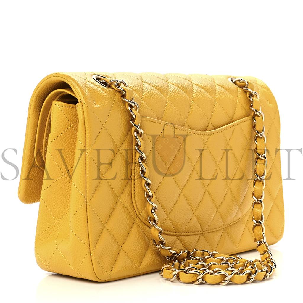 Ch*el caviar quilted medium double flap yellow (25*15*6cm)