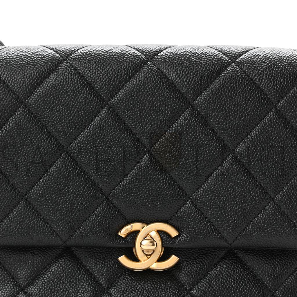 Ch*el shiny caviar quilted small chain melody flap black gold hardware (22*15*6cm)