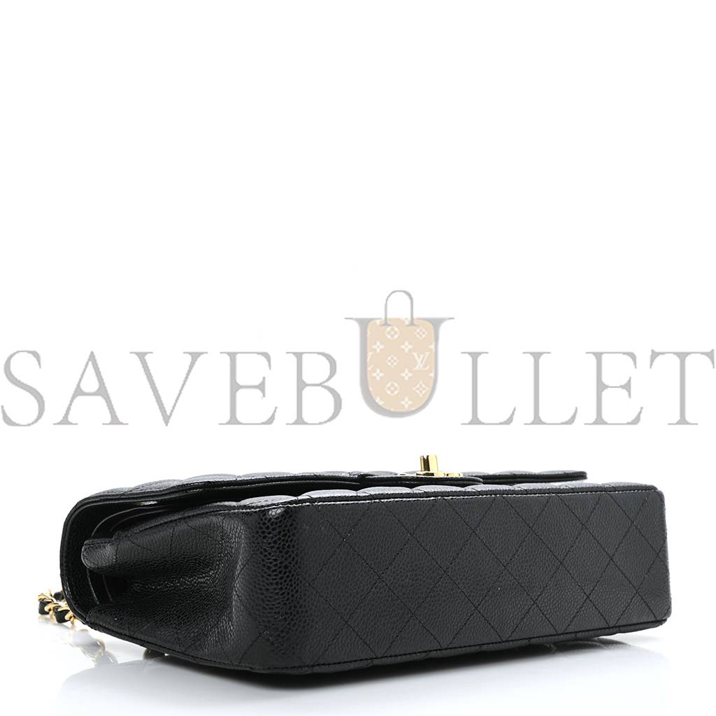 Ch*el caviar quilted medium double flap black gold hardware (25*16*6cm)