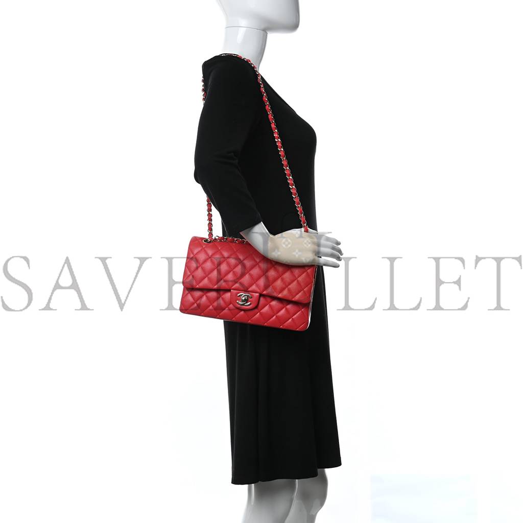 Ch*el caviar quilted medium double flap red gold hardware (25*17*6cm)