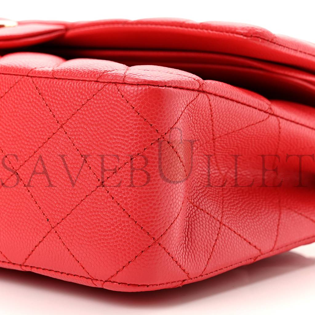 Ch*el caviar quilted medium double flap red gold hardware (25*17*6cm)