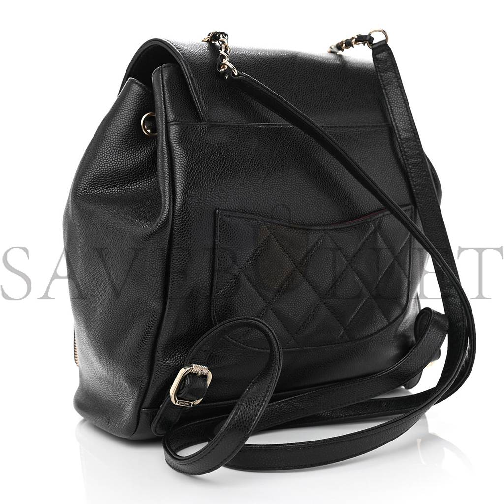Ch*el caviar quilted business affinity backpack black rose gold hardware (23*23*15cm)