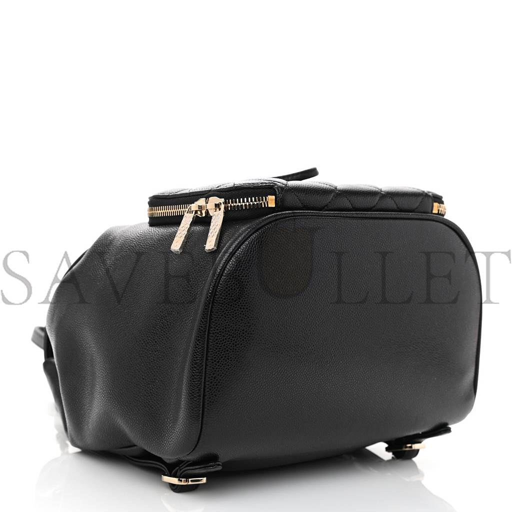 Ch*el caviar quilted business affinity backpack black rose gold hardware (23*23*15cm)