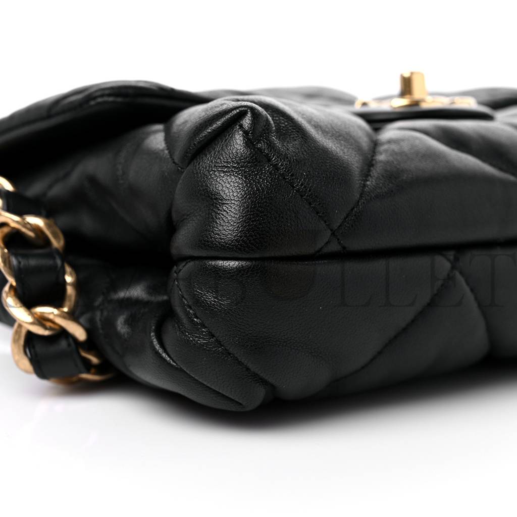 Ch*el lambskin quilted chain top handle flap black gold hardware (19*18*3cm)