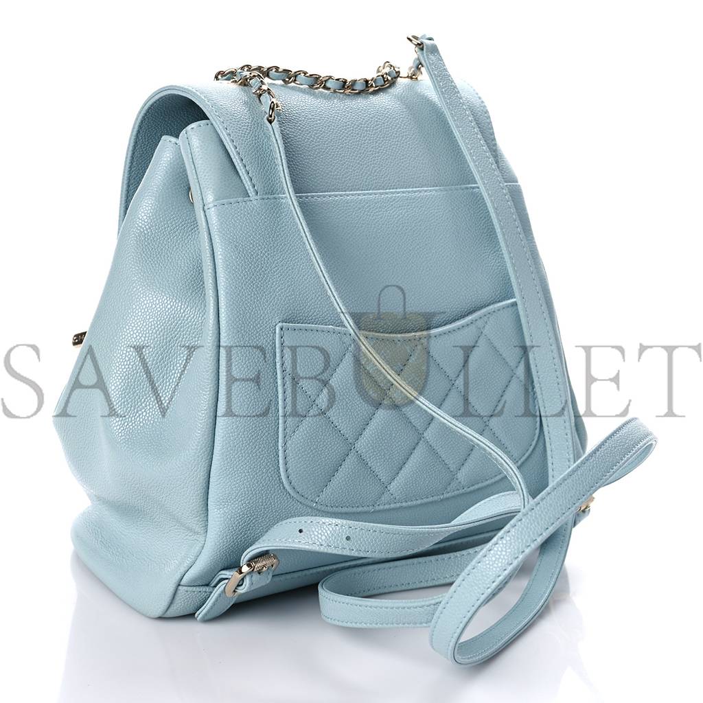 Ch*el caviar quilted business affinity backpack light blue (24*23*13cm)