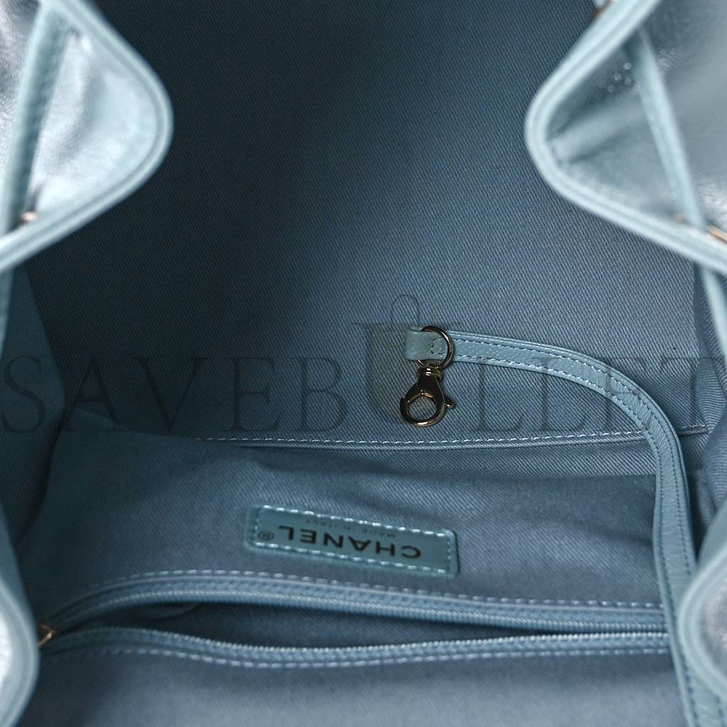 Ch*el caviar quilted business affinity backpack light blue (24*23*13cm)