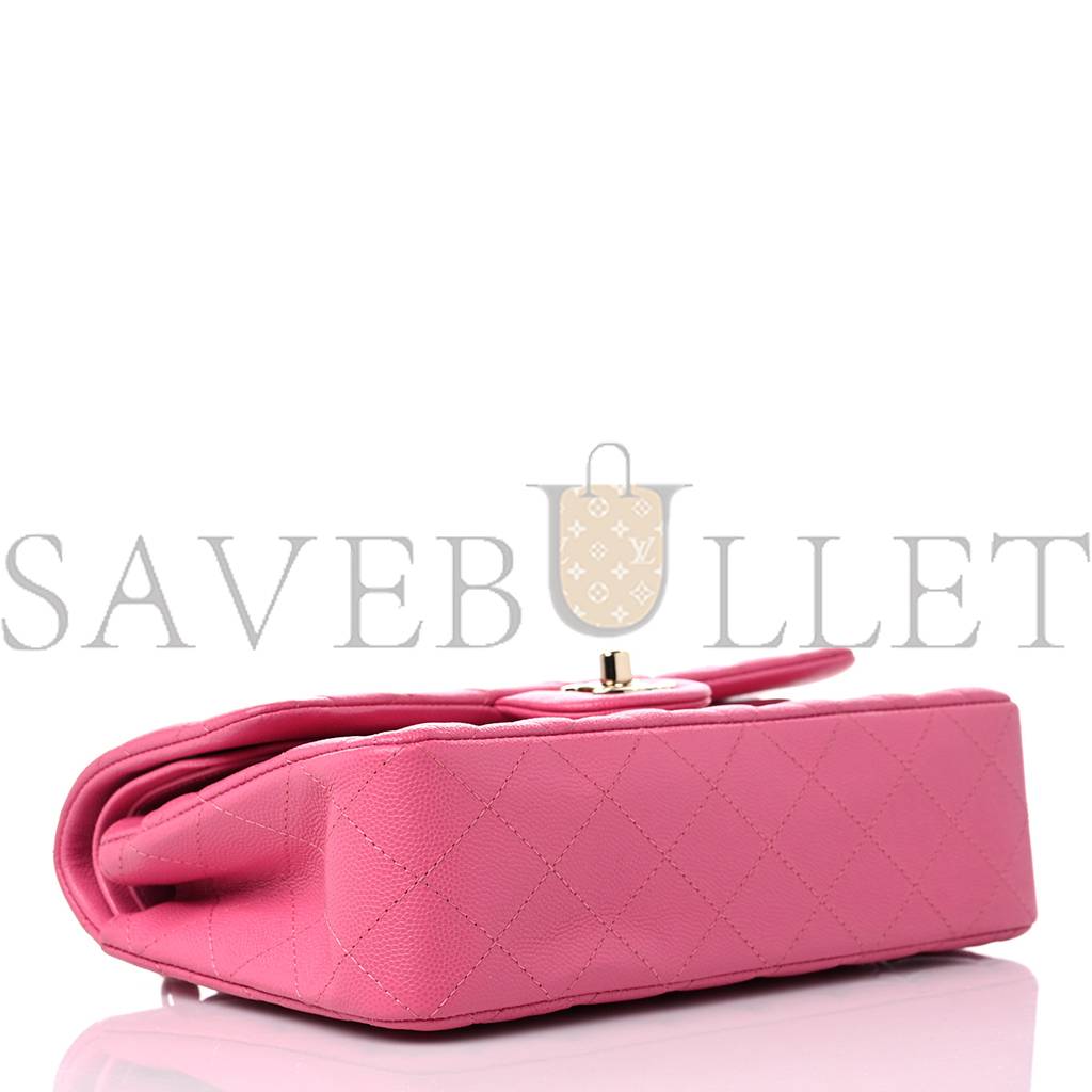 Ch*el caviar quilted small double flap pink gold hardware (22*15*6cm)