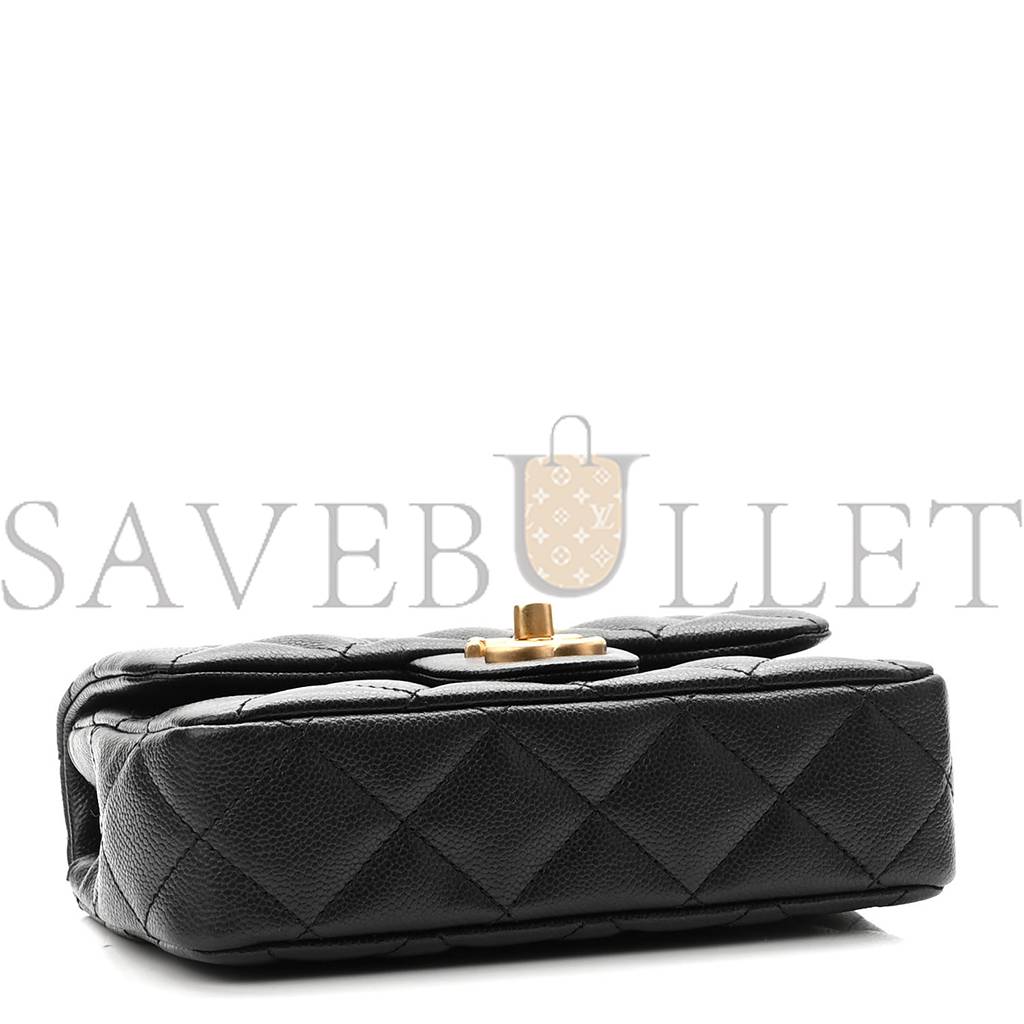 Ch*el caviar quilted sweetheart mini rectangular flap black gold hardware (18*12*6cm)