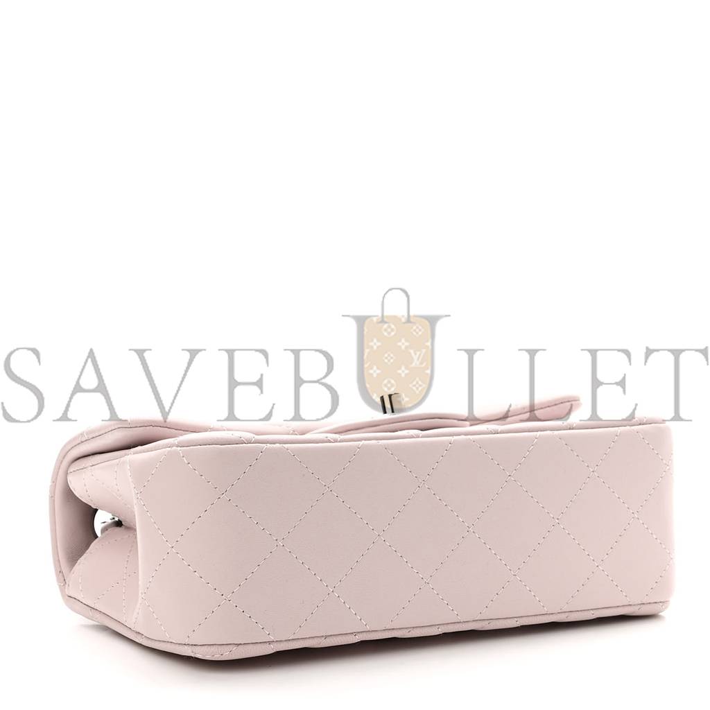 Ch*el lambskin quilted mini rectangular flap light purple silver hardware (20*13*6cm)