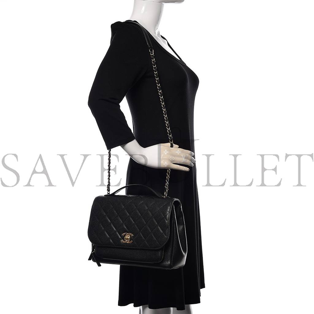 Ch*el caviar quilted large business affinity flap black rose gold hardware (27*19*9cm)