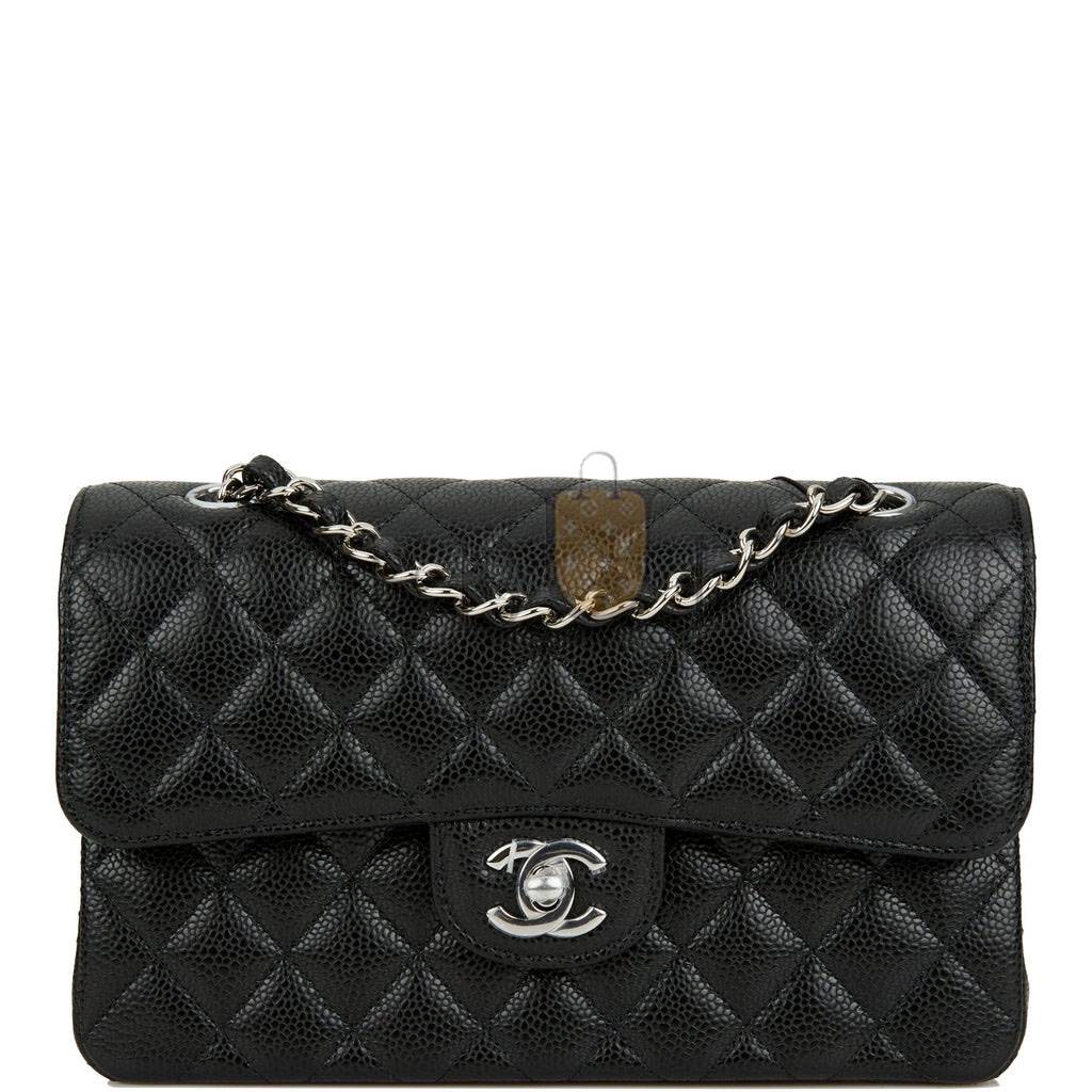 Ch*el small classic double flap black caviar silver hardware (23*13*6cm)