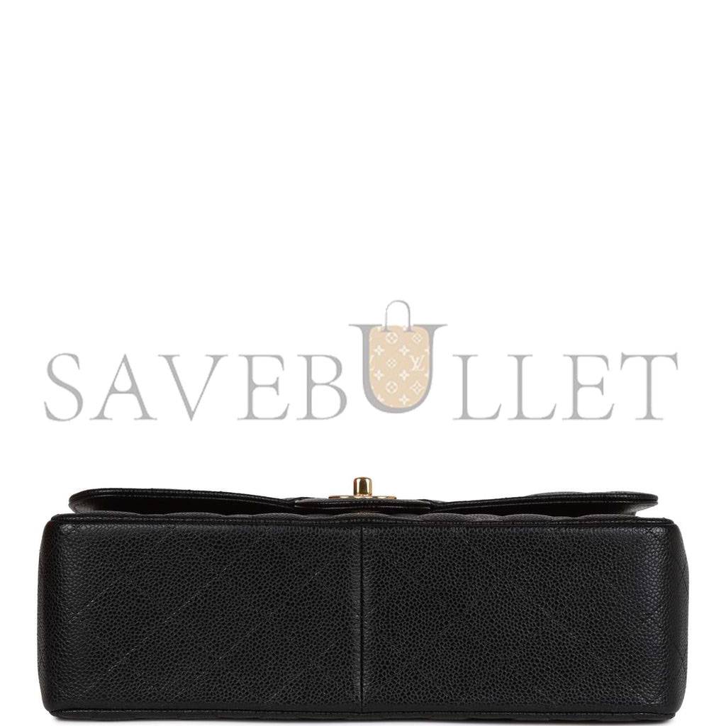 Ch*el jumbo classic double flap bag black caviar gold hardware (30*20*9cm)