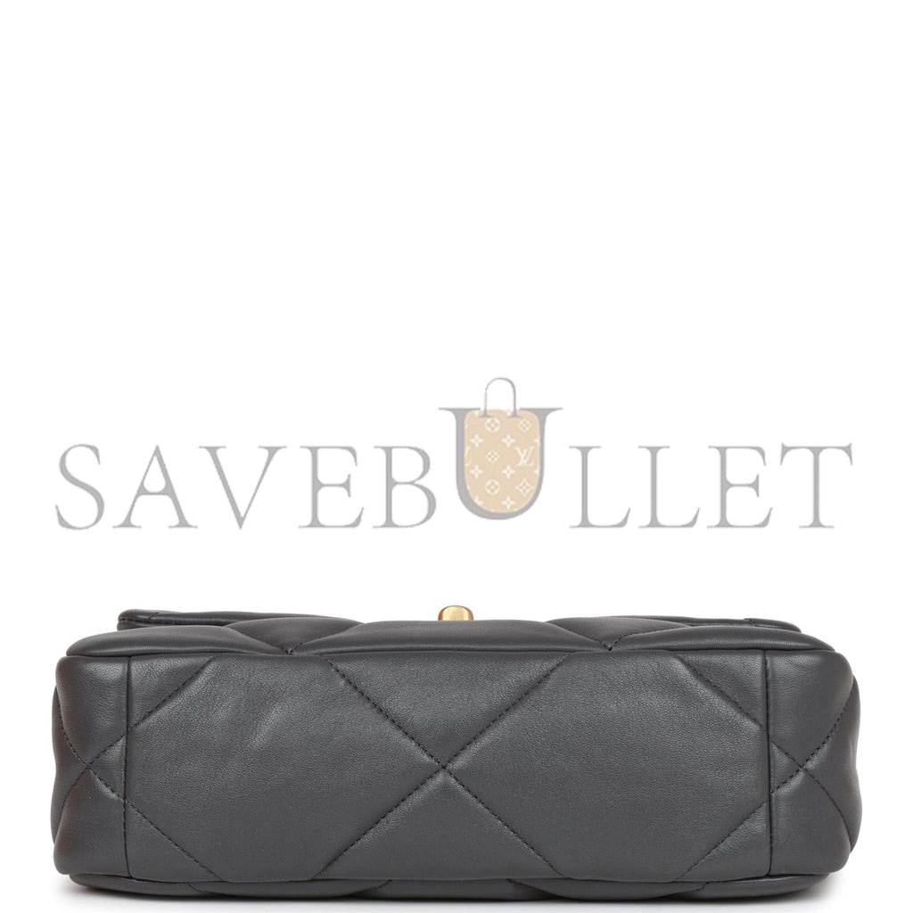 Ch*el medium 19 flap bag grey calfskin mixed hardware (25*16*9cm)