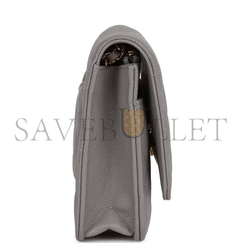 Ch*el wallet on chain woc grey caviar light gold hardware (19*13*4cm)