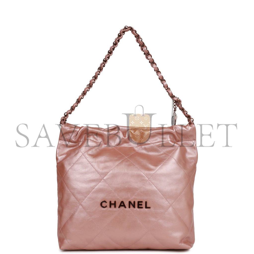 Ch*el small 22 bag copper calfskin rose gold hardware (37*35*7cm)