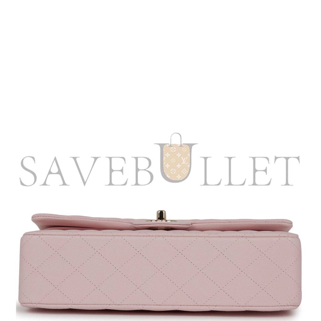 Ch*el medium classic double flap bag light pink caviar light gold hardware (25.5*15.2*7cm)