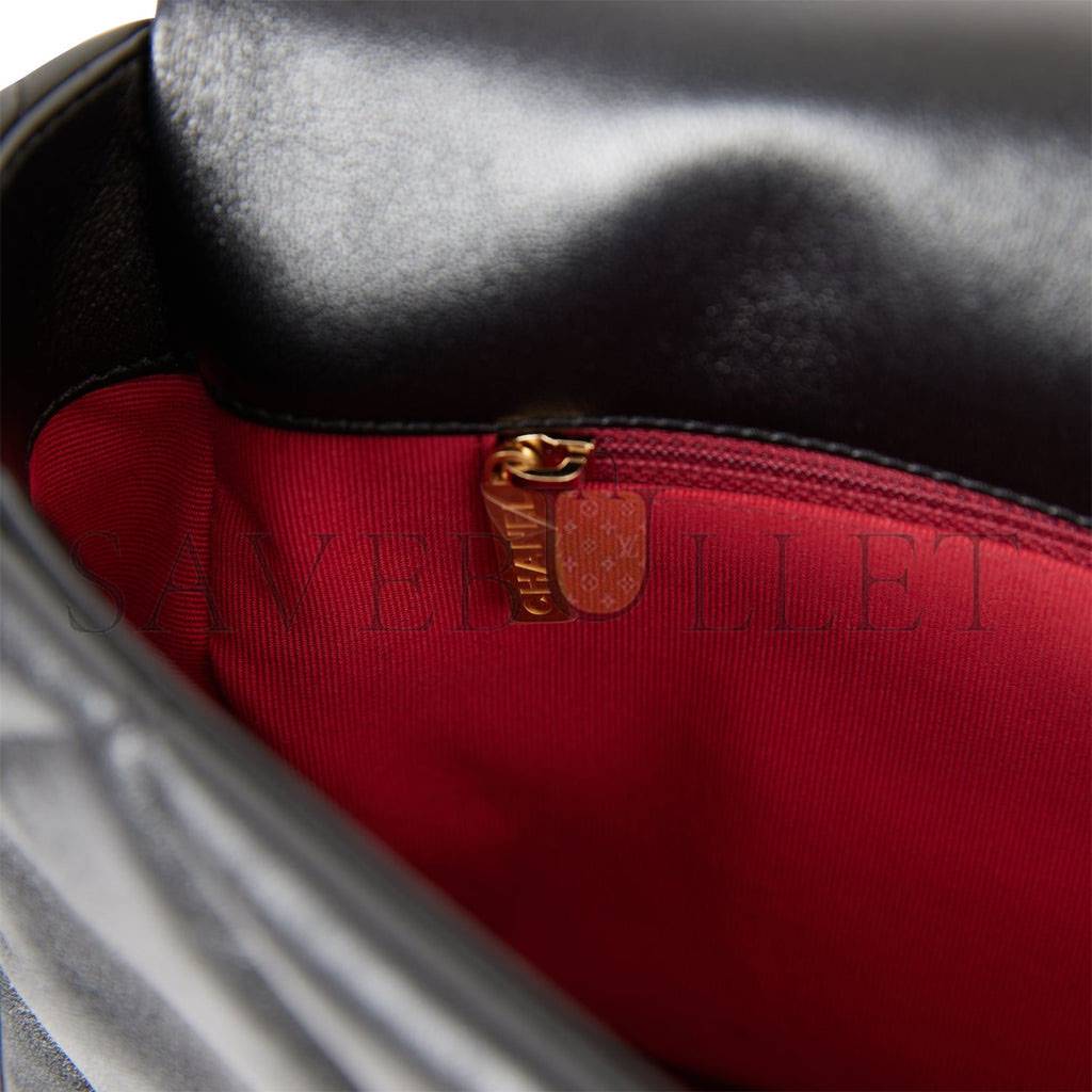 Ch*el large 19 flap bag black lambskin mixed hardware (30*20*9cm)