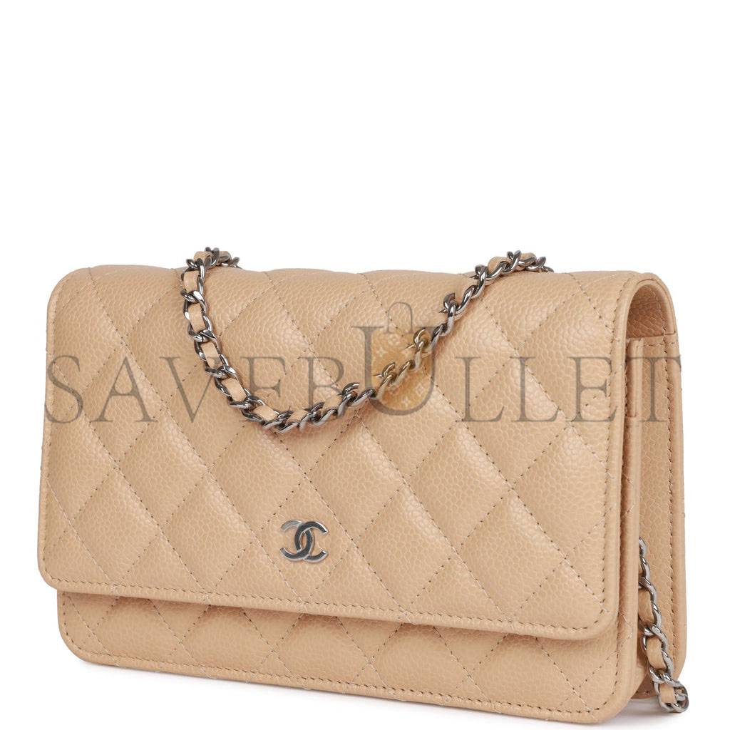 Ch*el wallet on chain woc beige caviar silver hardware (19*12*4cm)