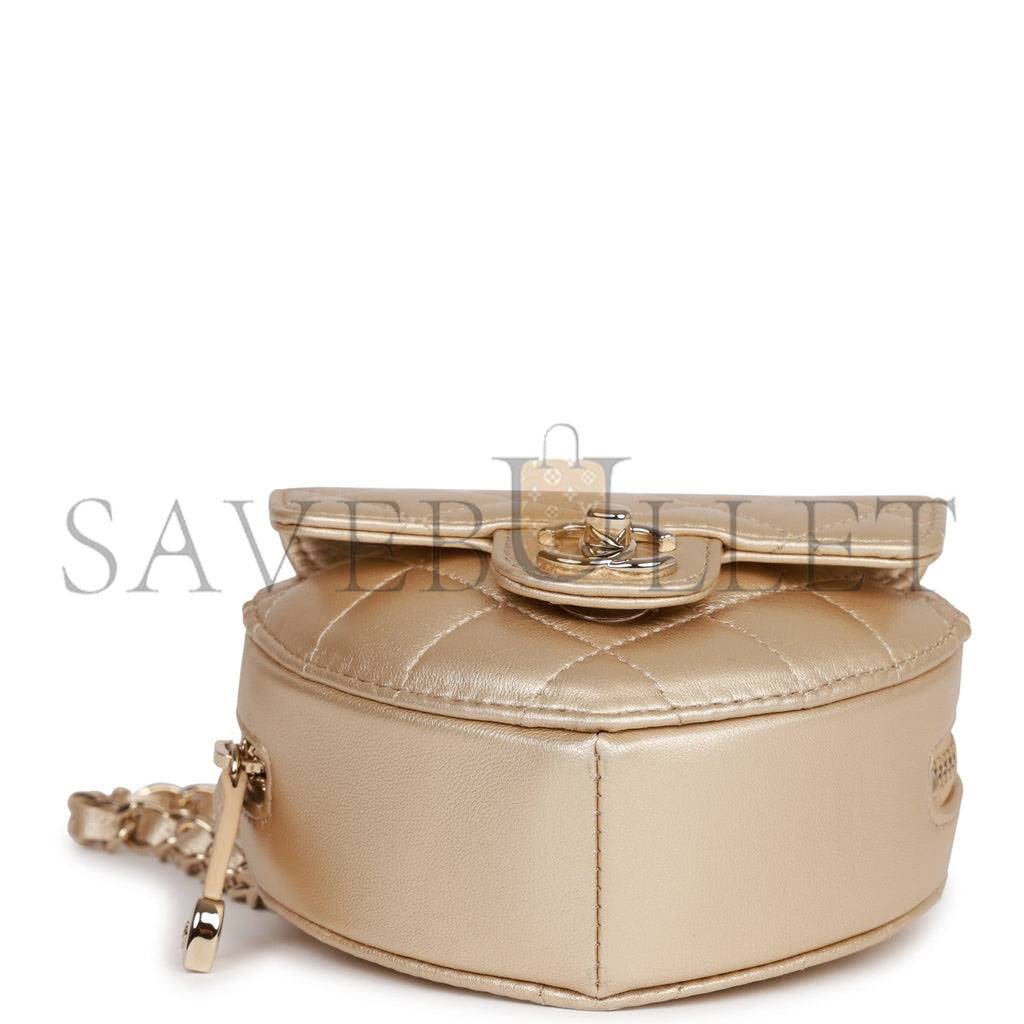 Ch*el cc in love heart belt bag gold lambskin light gold hardware (11*10*4cm)