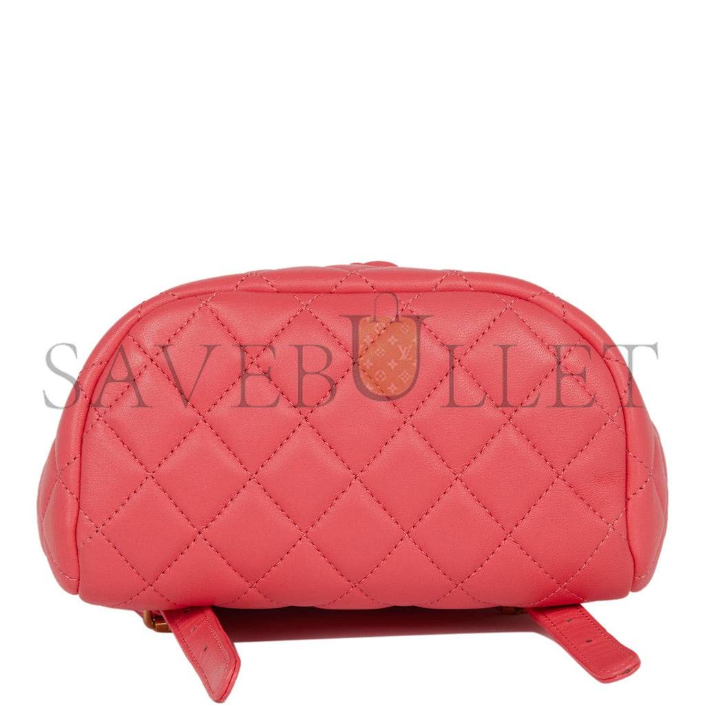 Ch*el mini urban spirit backpack rose lambskin gold hardware (22*17*8cm)