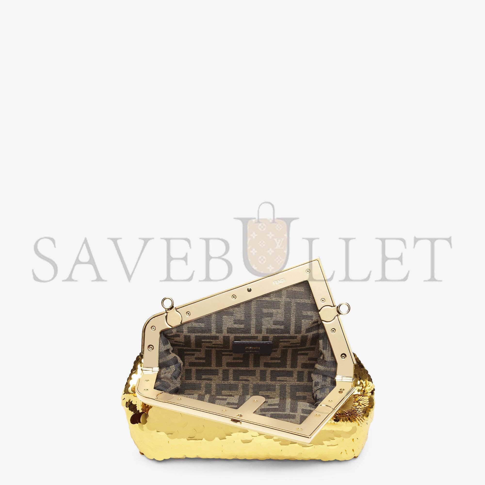 F**di first small - gold-colored leather and sequinned bag 8bp129ajp4f0rxu (26*18*9.5cm)