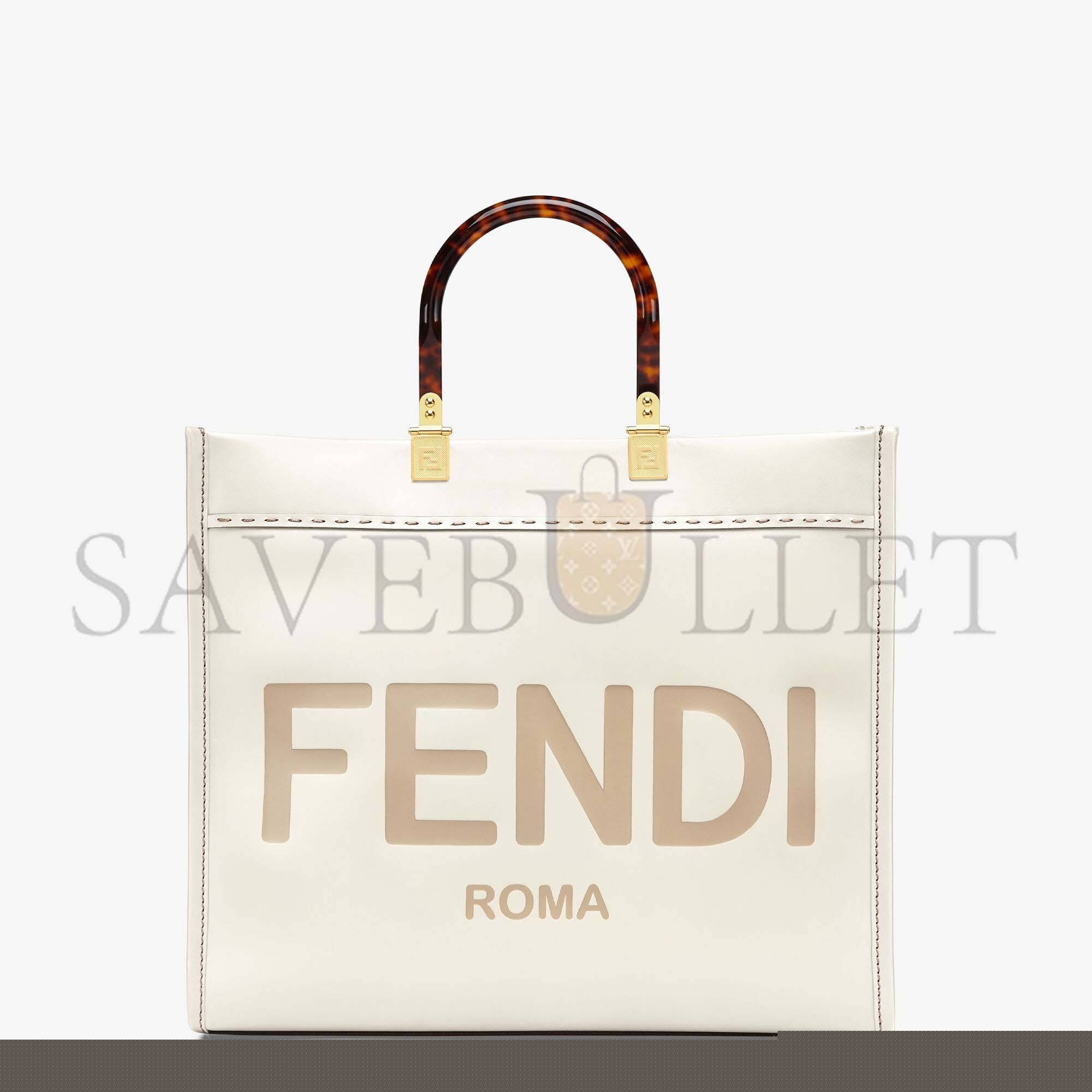F**di sunshine medium - white leather shopper 8bh386abvlf0k7e (35*31*17cm)