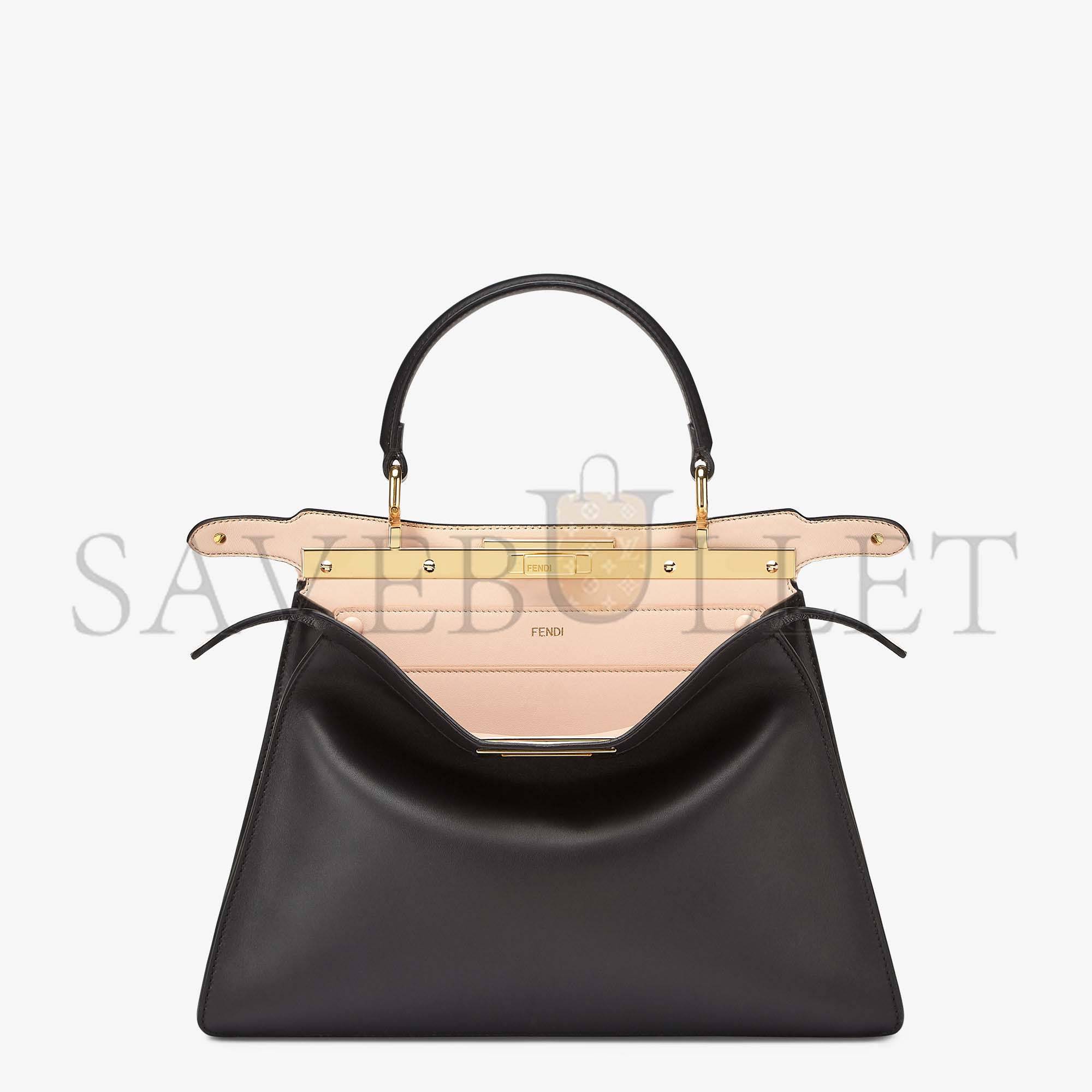 F**di peekaboo iseeu medium - rose black leather bag 8bn321a6v3f1cjz (33.5*25.5*13cm)