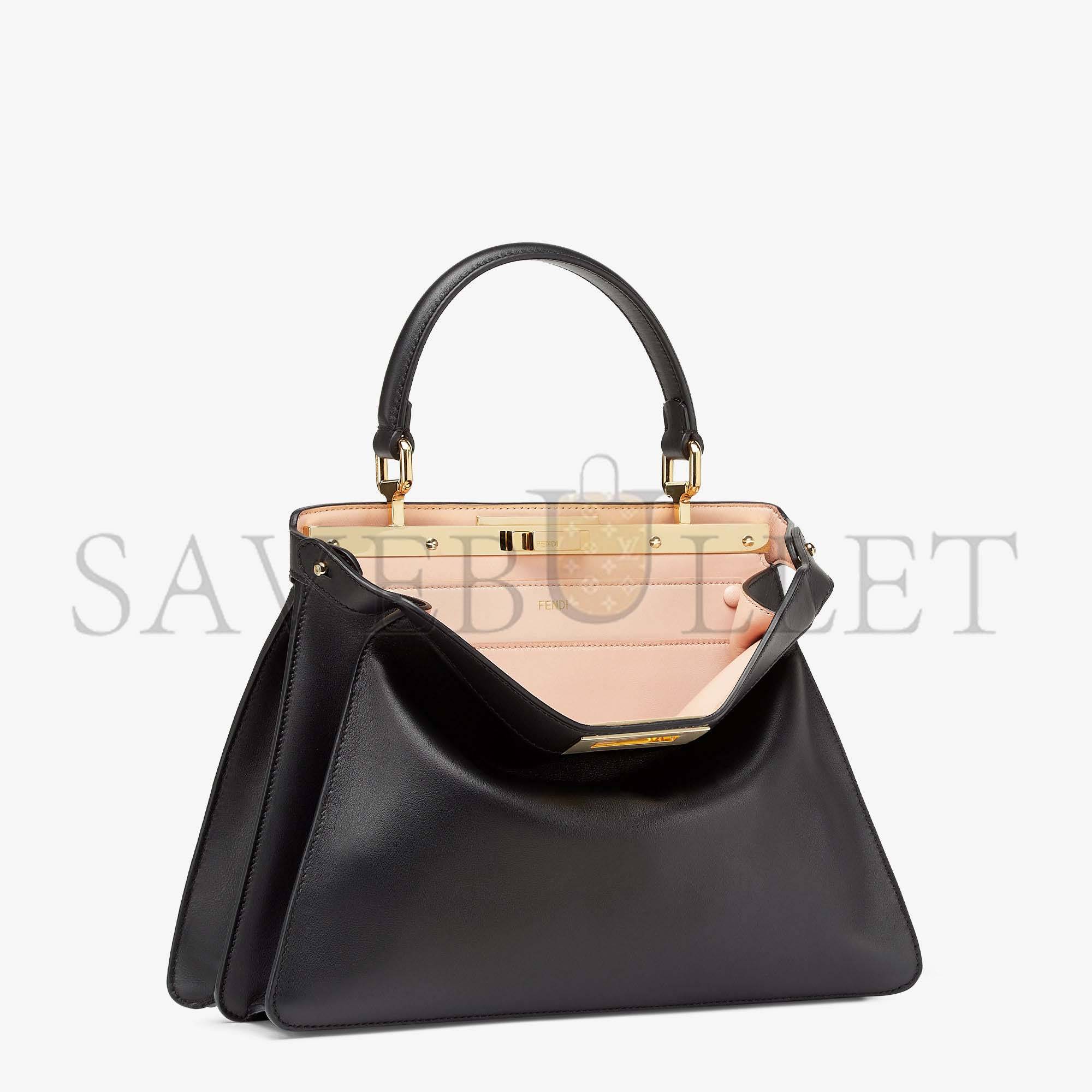F**di peekaboo iseeu medium - rose black leather bag 8bn321a6v3f1cjz (33.5*25.5*13cm)